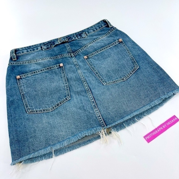 Free People - Rugged A-Line Denim Mini Skirt in Blue size 29 - Picture 10 of 14